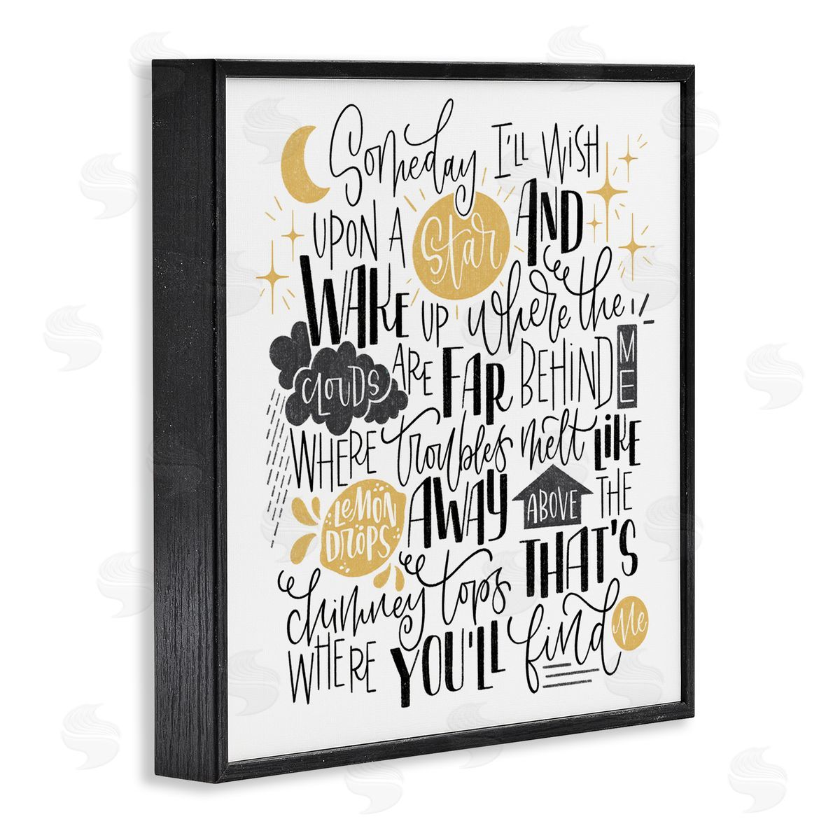 Over The Rainbow Poem Black Frame Print Wall Art, Home Decor by Sarah Hickman