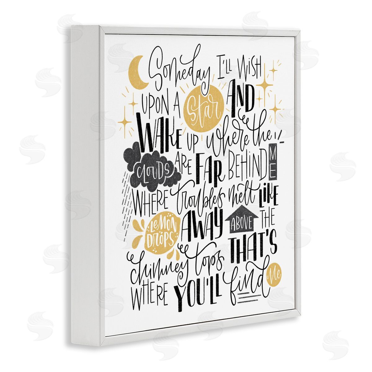 Over The Rainbow Poem White Frame Print Wall Art, Home Decor by Sarah Hickman