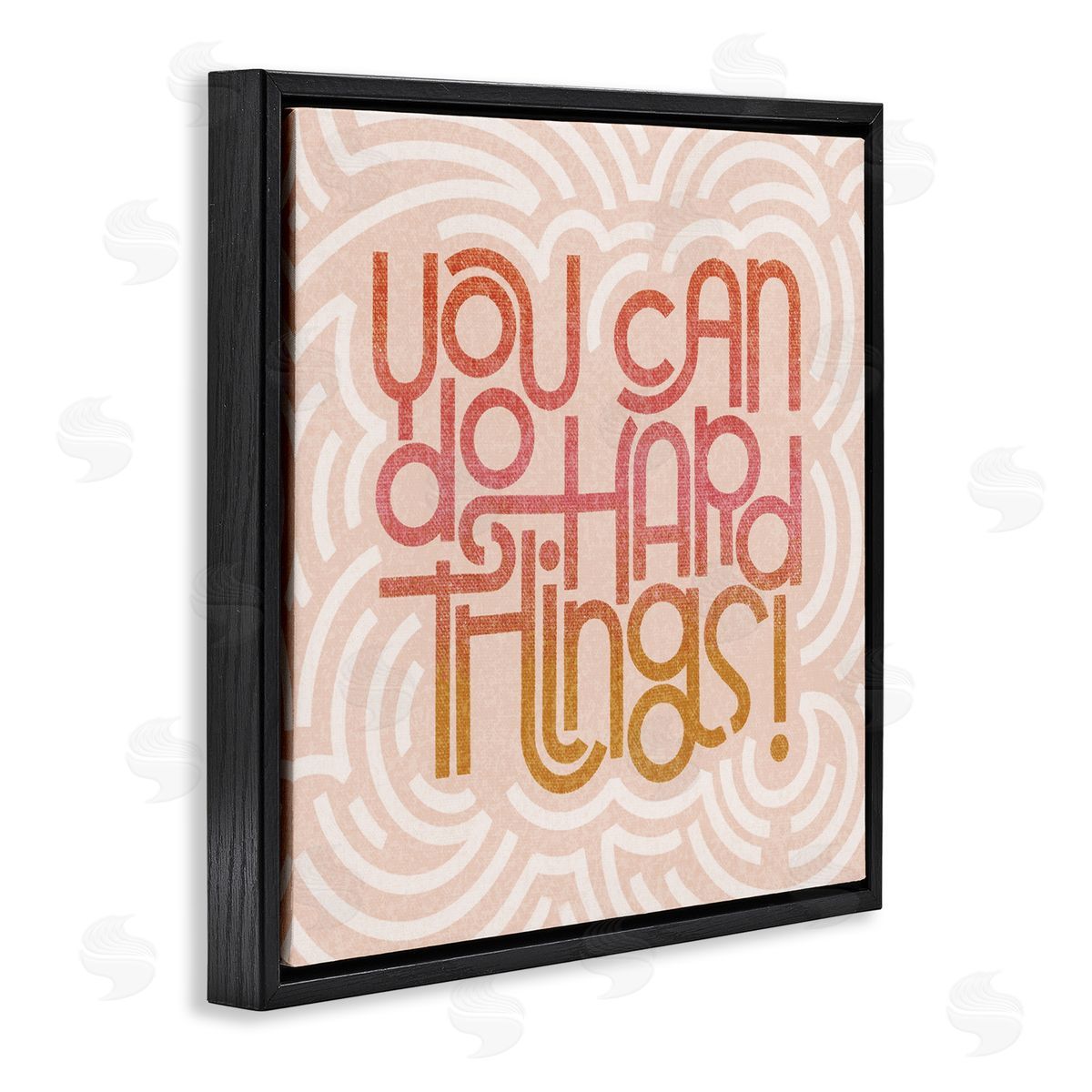 Pastel You Can Do Hard Things Black Floating Frame Canvas Wall Art, Home Decor by Sarah Hickman