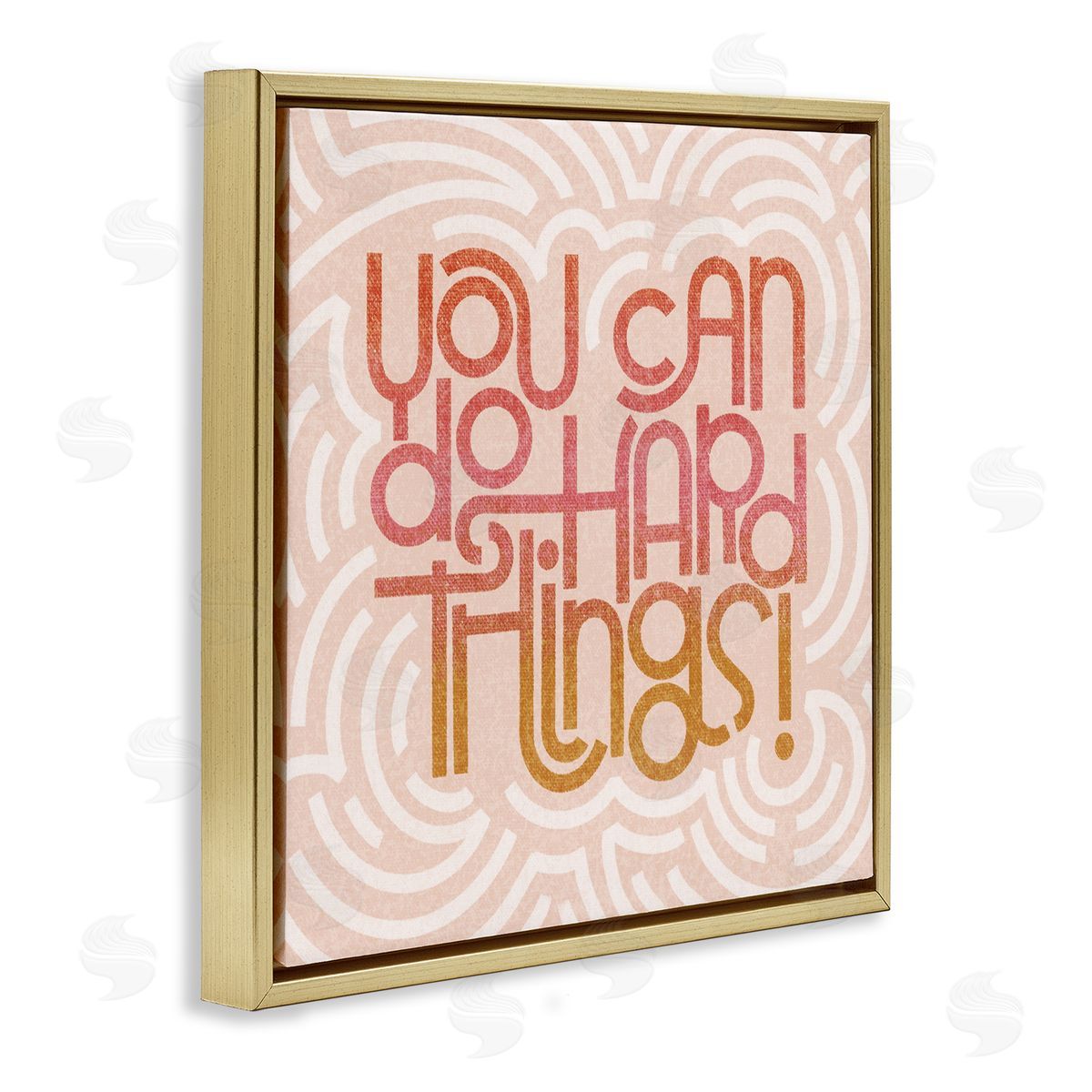 Pastel You Can Do Hard Things Gold Floating Frame Canvas Wall Art, Home Decor by Sarah Hickman