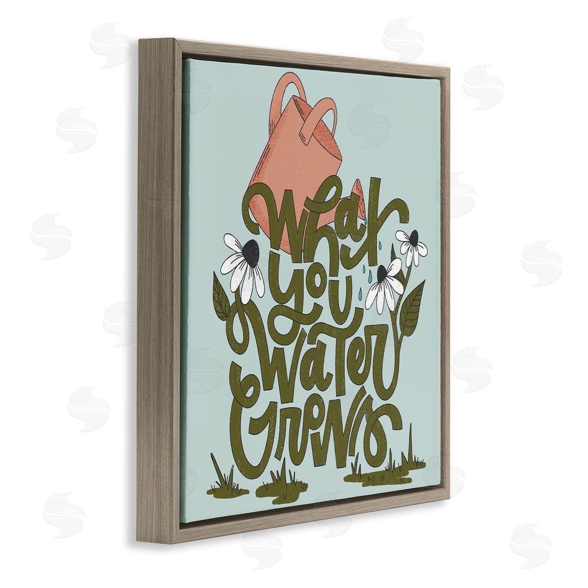 What You Water Grows Brown Floating Frame Canvas Wall Art, Home Decor by Sarah Hickman