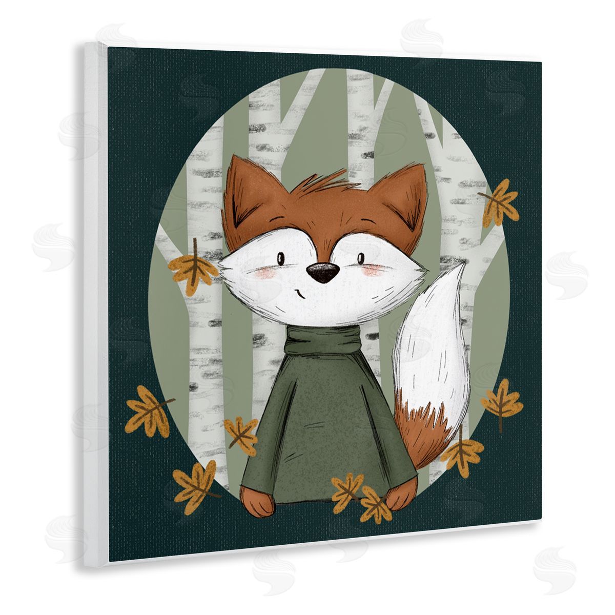 Autumnal Fox & Birch Trees Wood Plaque Wall Art, Home Decor by Sarah Hickman