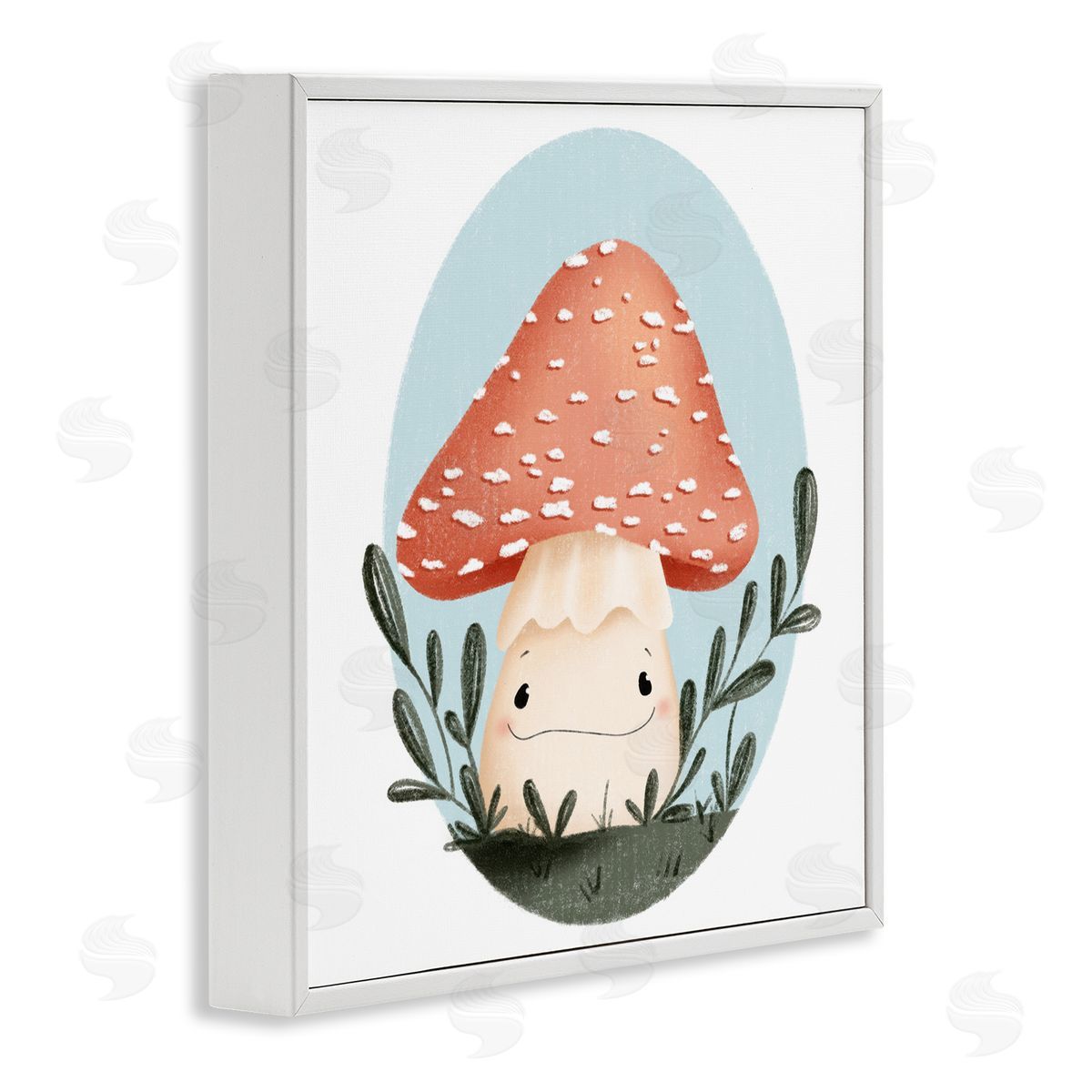 Smiling Mushroom In Nature White Frame Print Wall Art, Home Decor by Sarah Hickman