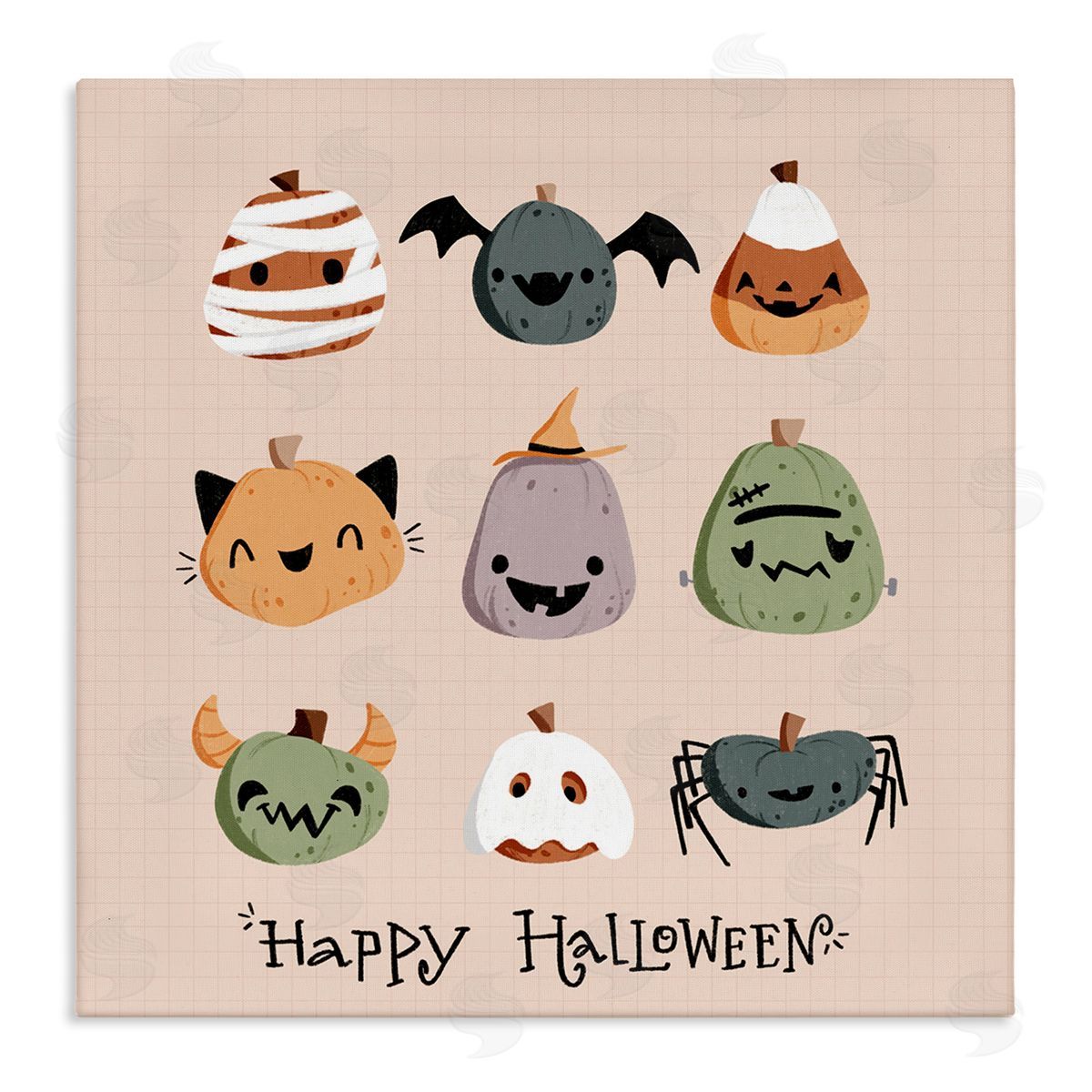Cute Halloween Costume Pumpkins Canvas Wall Art, Home Decor by Sarah Hickman