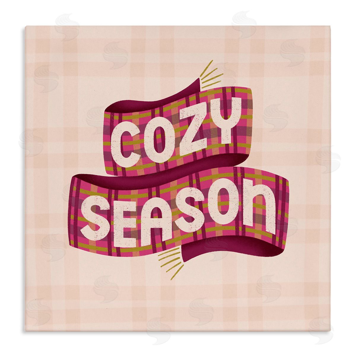 Cozy Season Scarf on Plaid Canvas Wall Art, Home Decor by Sarah Hickman