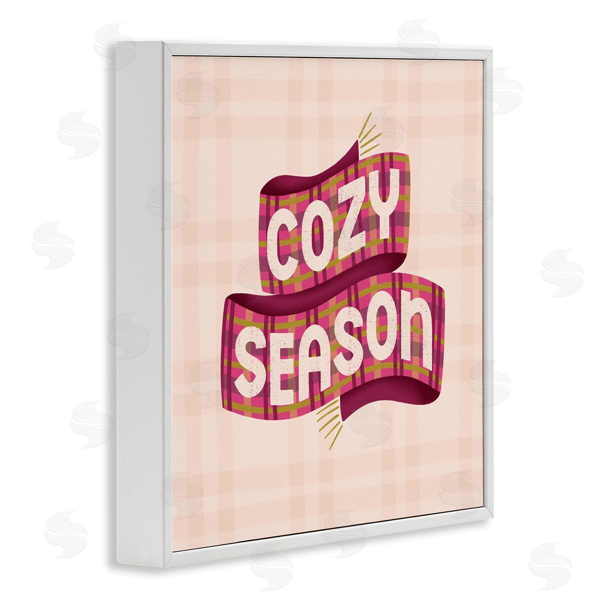 Cozy Season Scarf on Plaid White Frame Print Wall Art, Home Decor by Sarah Hickman