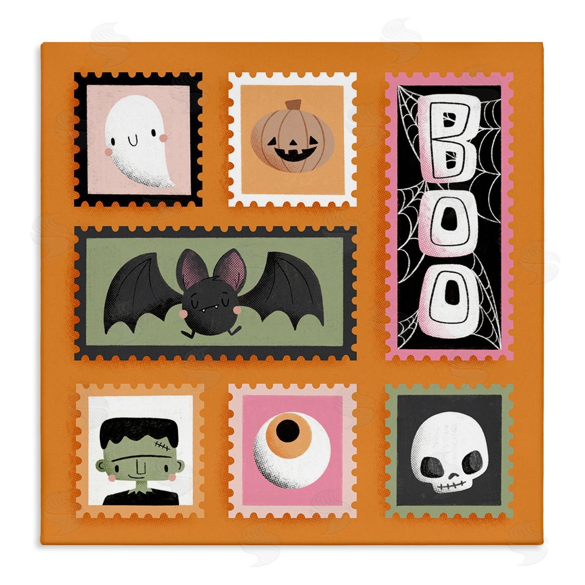 Spooky Cute Halloween Stamps Canvas Wall Art, Home Decor by Sarah Hickman