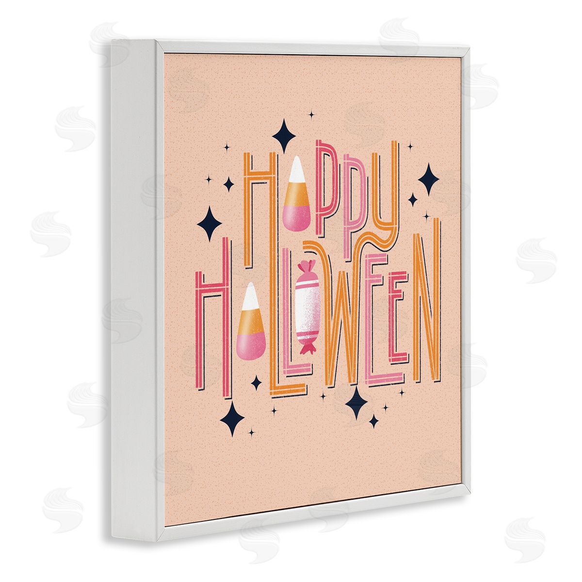 Happy Halloween with Candy White Frame Print Wall Art, Home Decor by Sarah Hickman