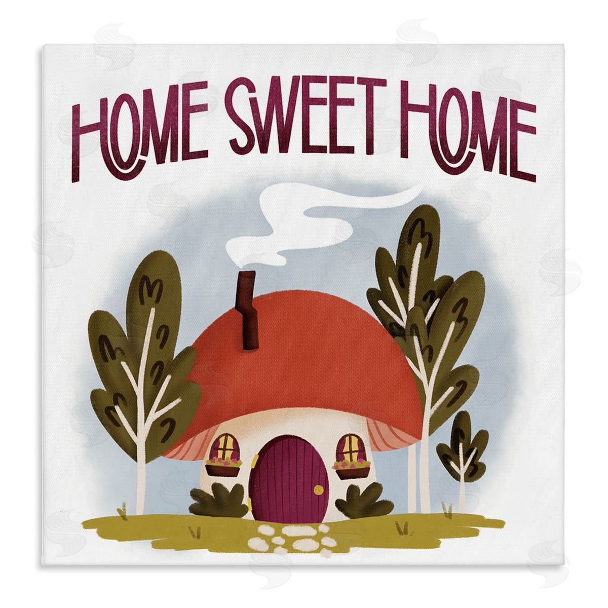 Sweet Home Mushroom Cottage Canvas Wall Art, Home Decor by Sarah Hickman