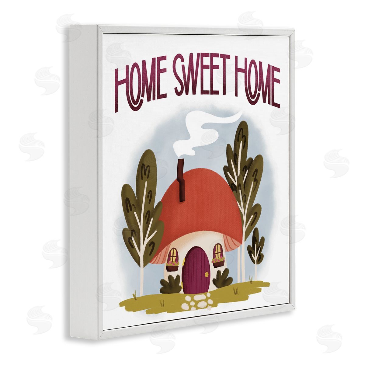 Sweet Home Mushroom Cottage White Frame Print Wall Art, Home Decor by Sarah Hickman