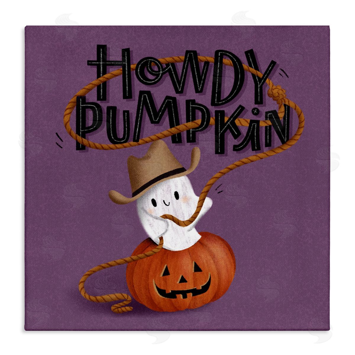 Howdy Pumpkin Western Ghost Canvas Wall Art, Home Decor by Sarah Hickman