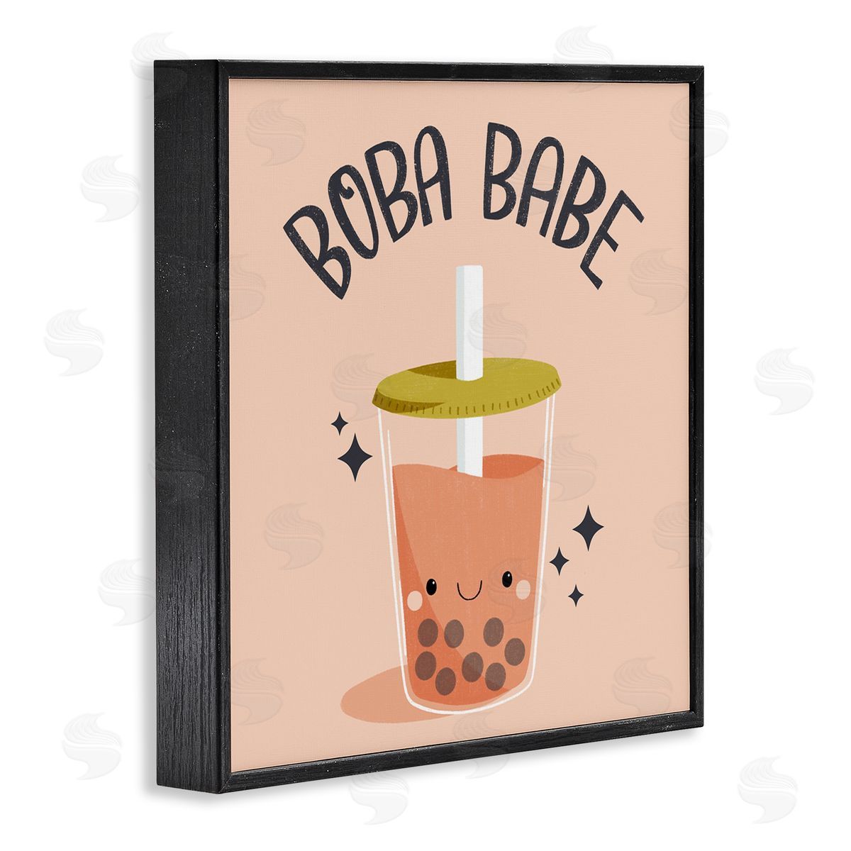 Boba Babe Bubble Tea Black Frame Print Wall Art, Home Decor by Sarah Hickman