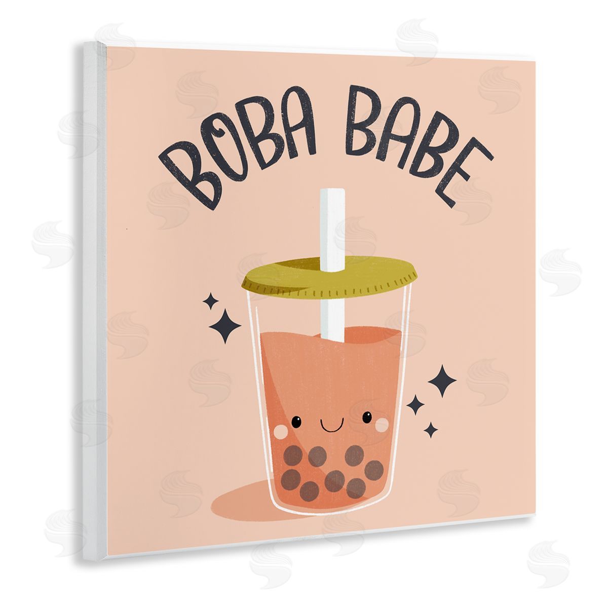 Boba Babe Bubble Tea Wood Plaque Wall Art, Home Decor by Sarah Hickman