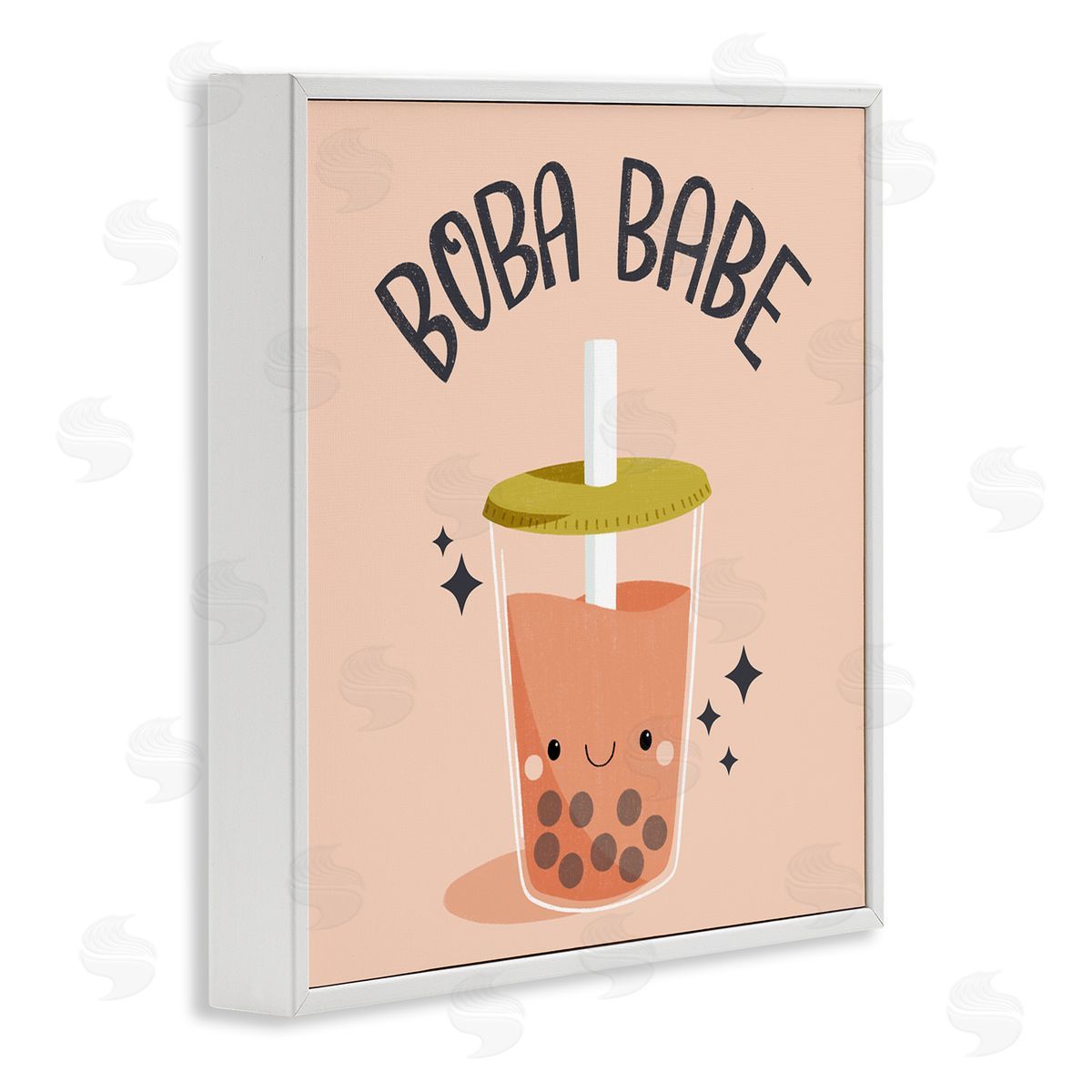 Boba Babe Bubble Tea White Frame Print Wall Art, Home Decor by Sarah Hickman