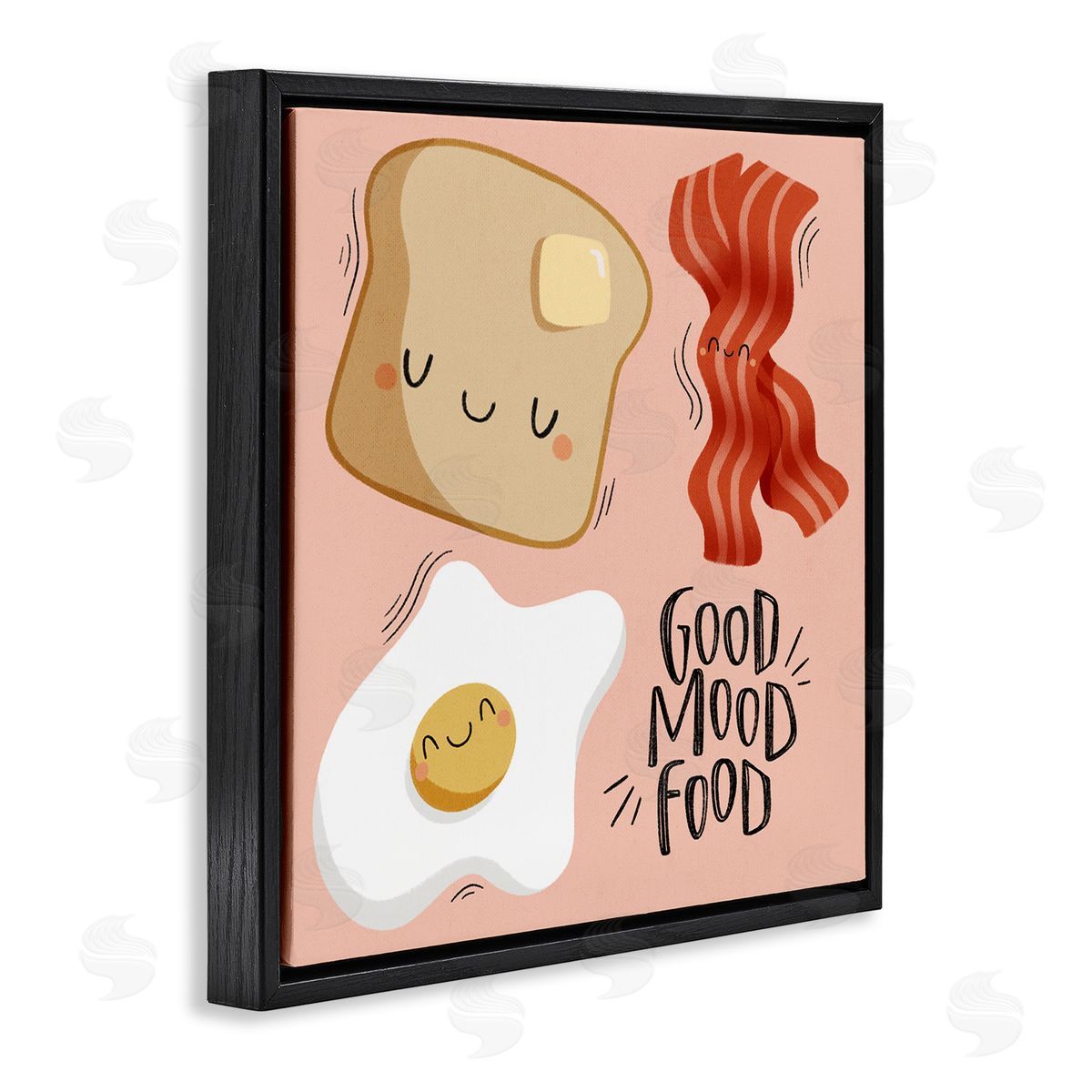 Good Mood Food Breakfast Black Floating Frame Canvas Wall Art, Home Decor by Sarah Hickman
