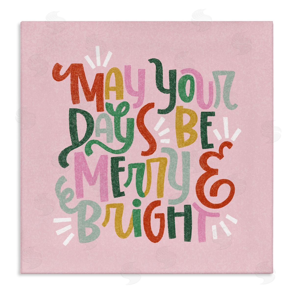 Pastel Merry & Bright Phrase Canvas Wall Art, Home Decor by Sarah Hickman