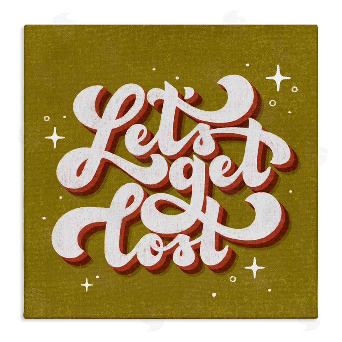 Let's Get Lost Retro Lettering Canvas Wall Art, Home Decor by Sarah Hickman