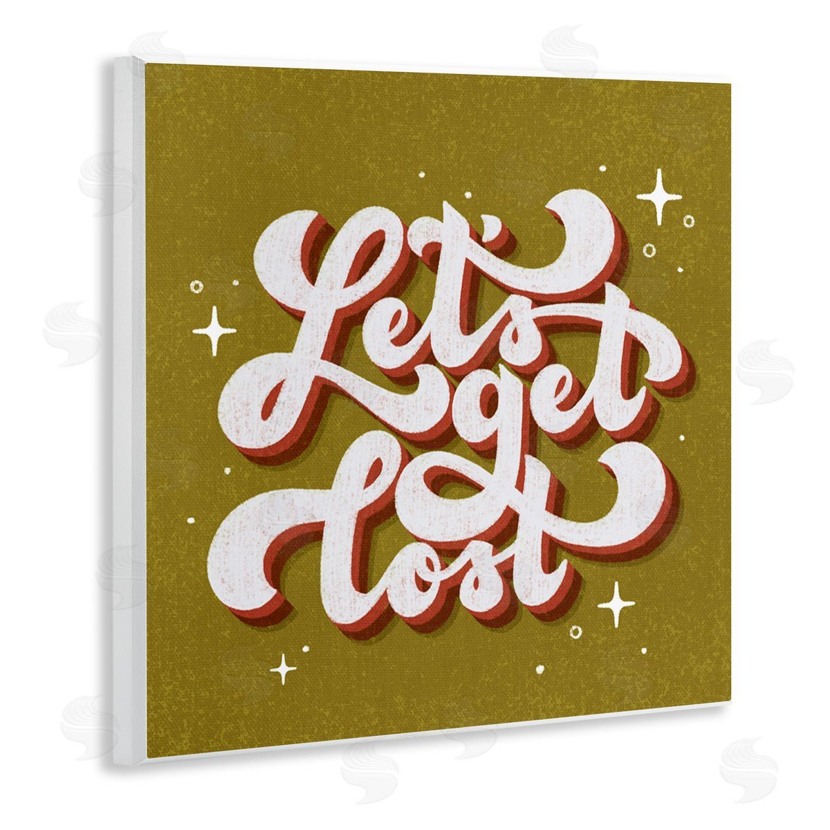 Let's Get Lost Retro Lettering Wood Plaque Wall Art, Home Decor by Sarah Hickman