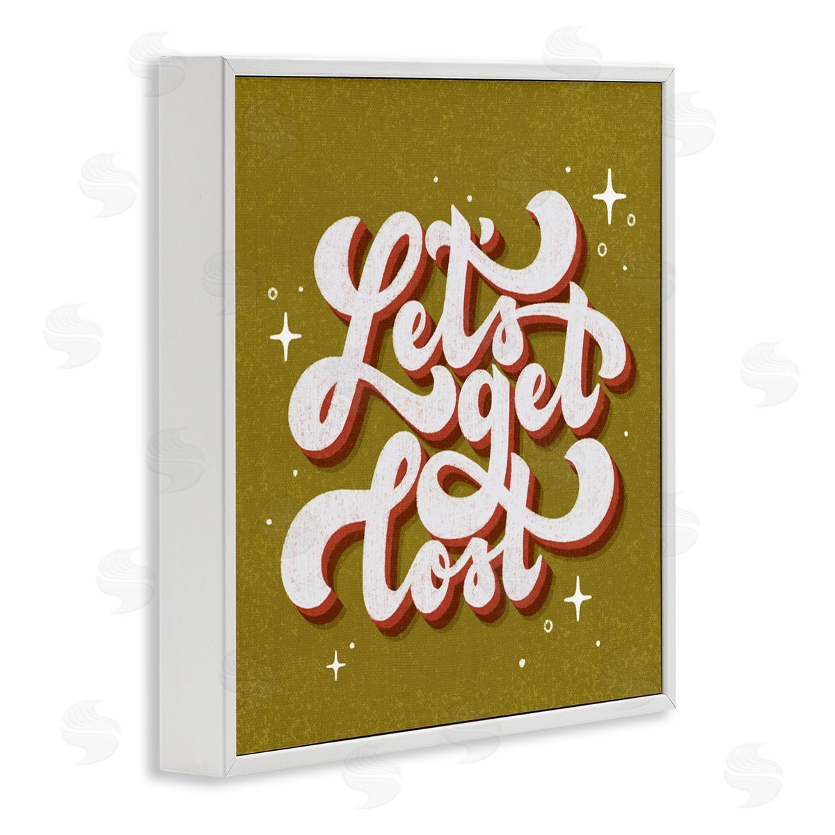 Let's Get Lost Retro Lettering White Frame Print Wall Art, Home Decor by Sarah Hickman