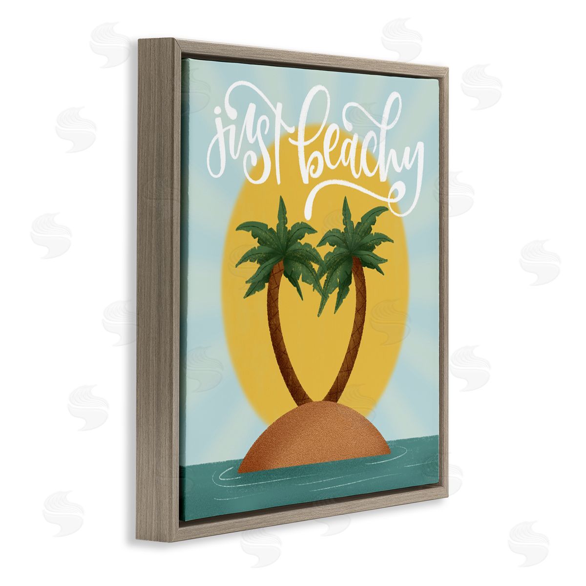 Just Beachy Tropical Island Brown Floating Frame Canvas Wall Art, Home Decor by Sarah Hickman