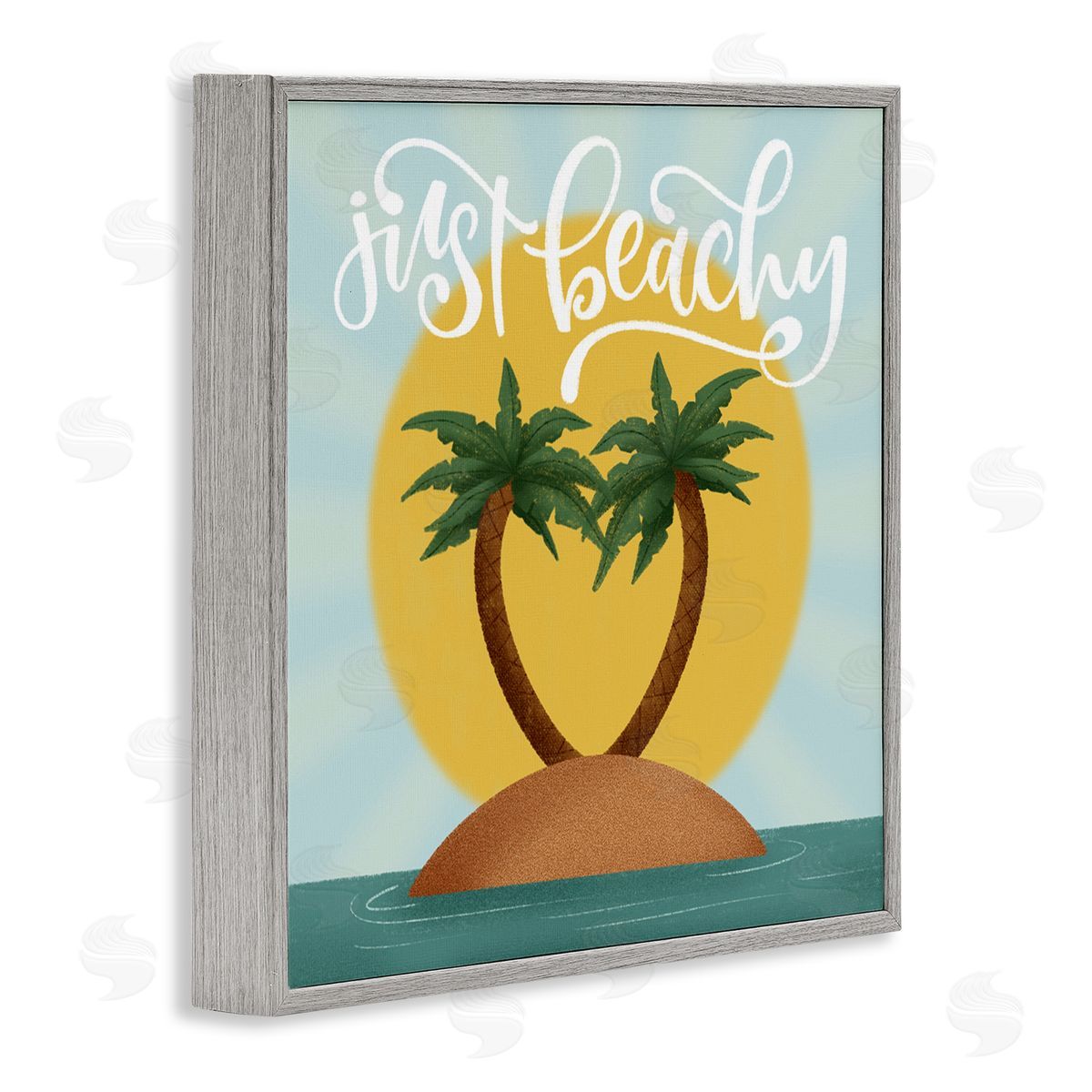 Just Beachy Tropical Island Grey Frame Print Wall Art, Home Decor by Sarah Hickman