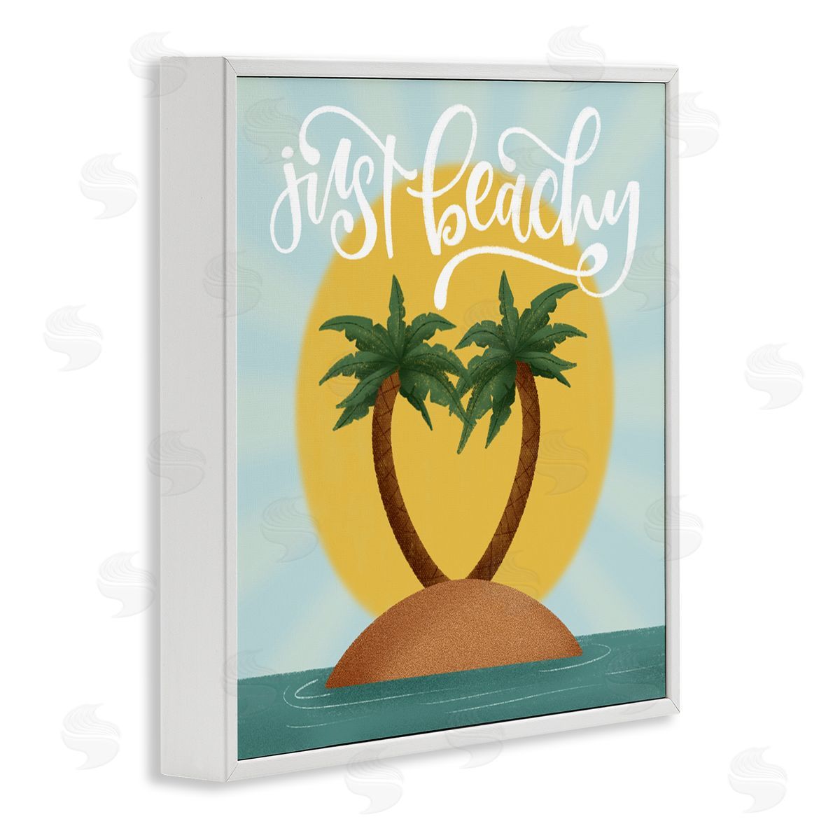 Just Beachy Tropical Island White Frame Print Wall Art, Home Decor by Sarah Hickman