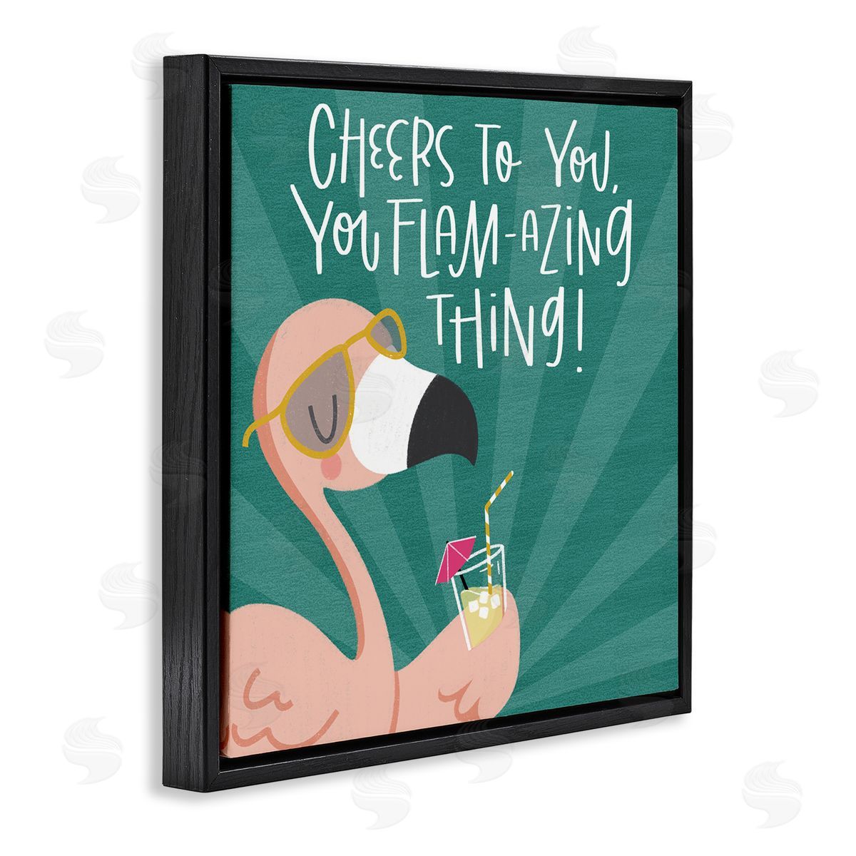 Cheers To You Flamazing Black Floating Frame Canvas Wall Art, Home Decor by Sarah Hickman