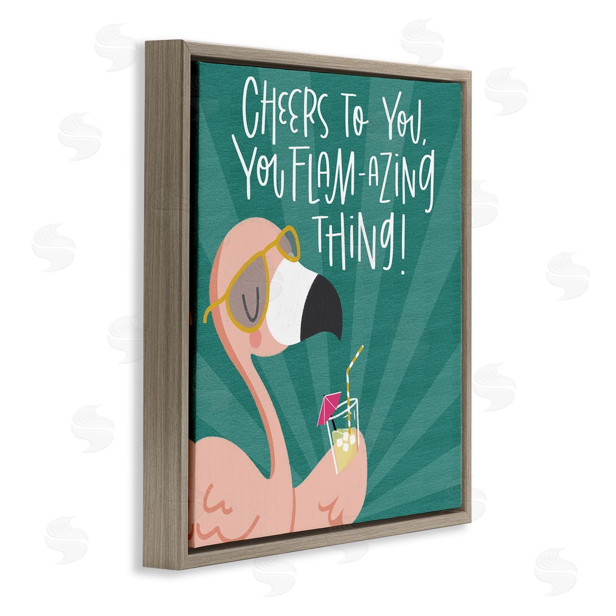 Cheers To You Flamazing Brown Floating Frame Canvas Wall Art, Home Decor by Sarah Hickman