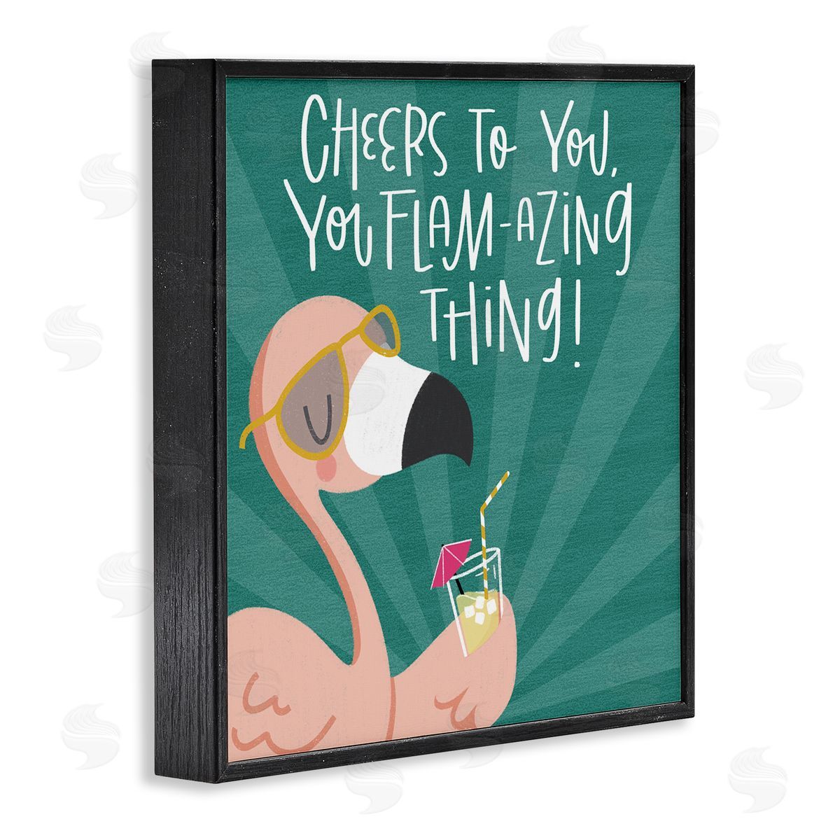 Cheers To You Flamazing Black Frame Print Wall Art, Home Decor by Sarah Hickman