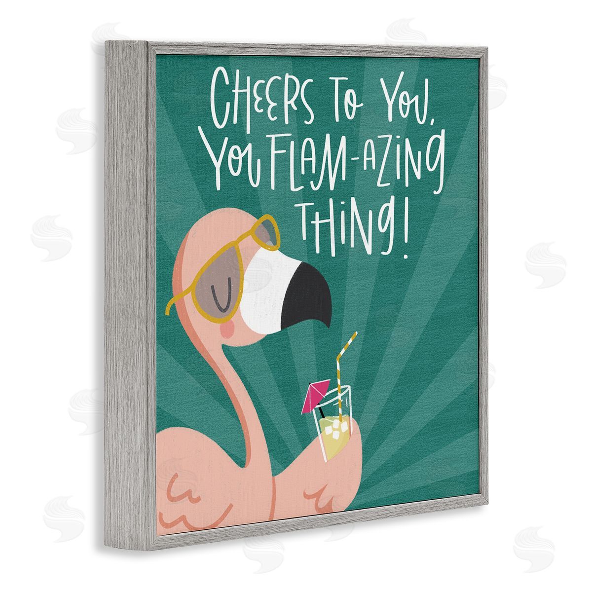 Cheers To You Flamazing Grey Frame Print Wall Art, Home Decor by Sarah Hickman