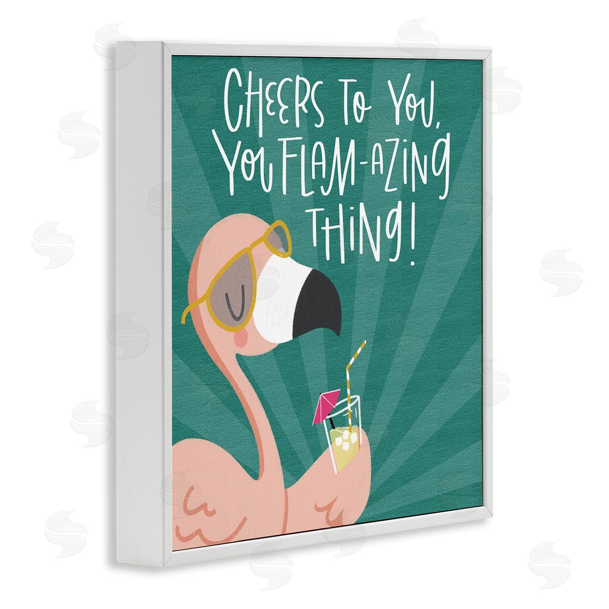 Cheers To You Flamazing White Frame Print Wall Art, Home Decor by Sarah Hickman