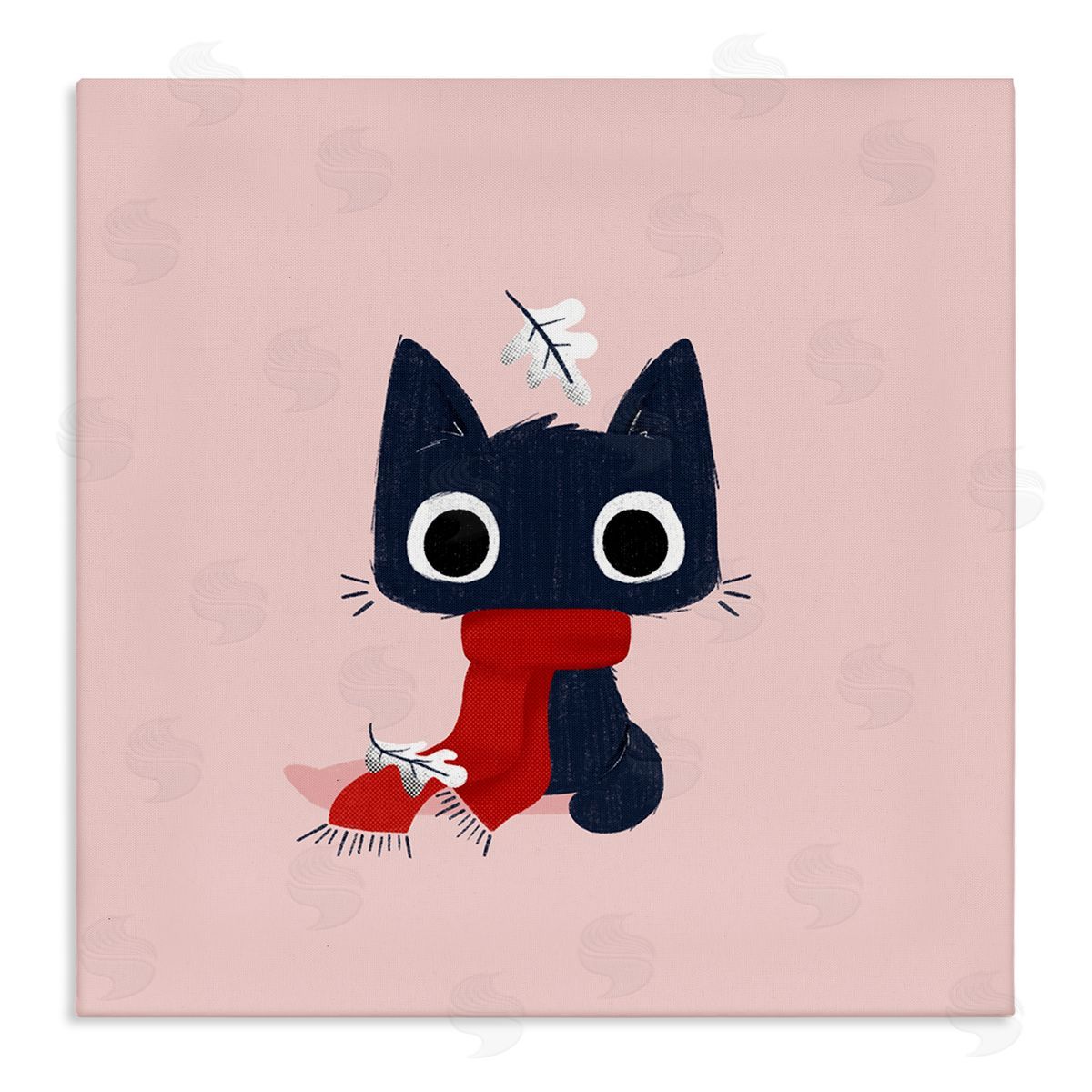 Little Kitten in Scarf Canvas Wall Art, Home Decor by Sarah Hickman