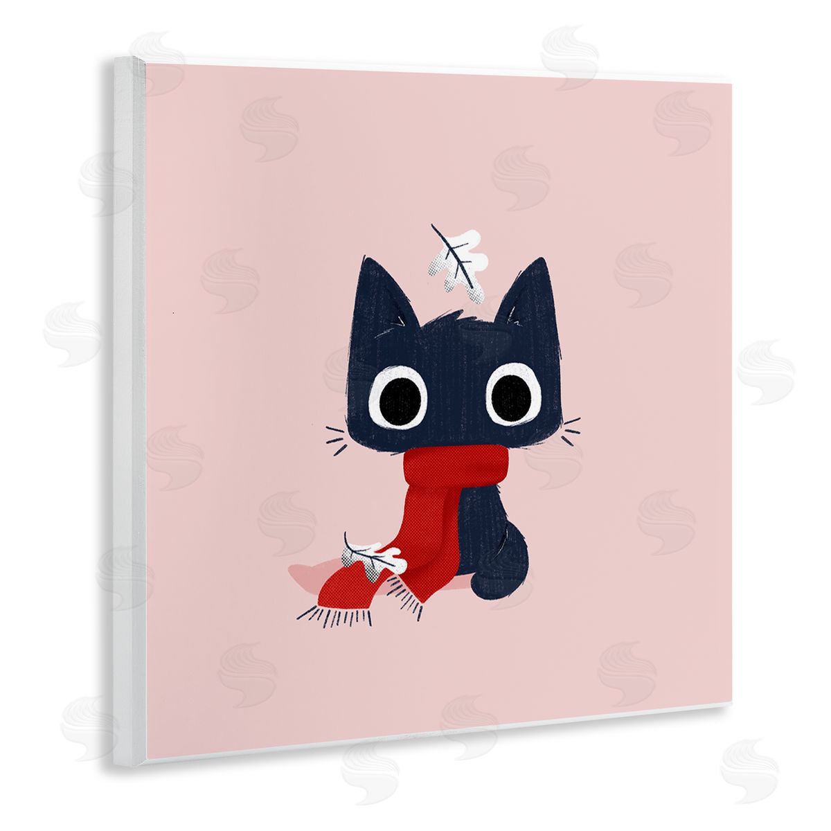 Little Kitten in Scarf Wood Plaque Wall Art, Home Decor by Sarah Hickman