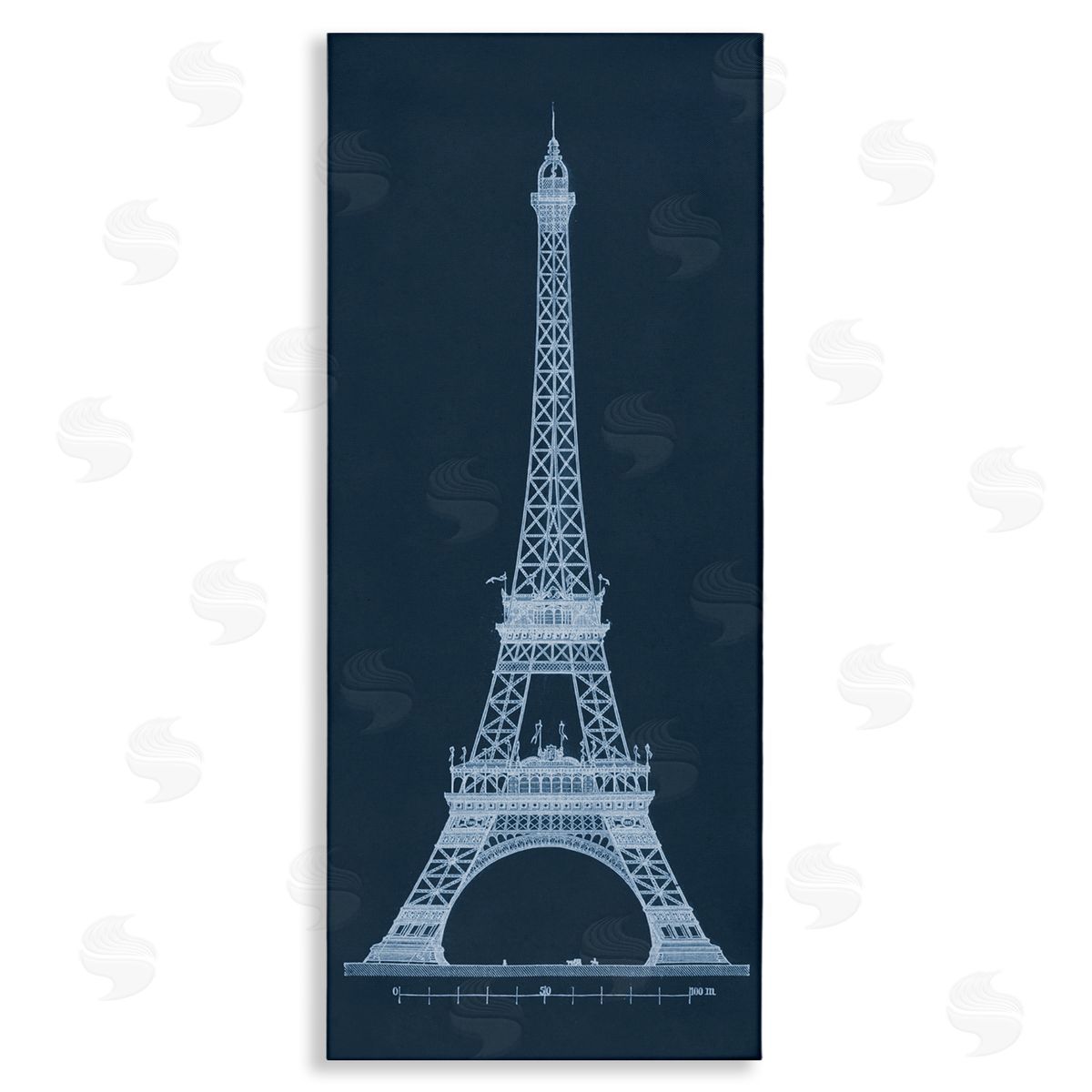 White Parisian Tower on Blue Canvas Wall Art, Home Decor by Phillipa Katz