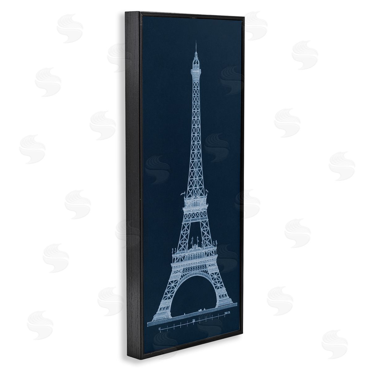 White Parisian Tower on Blue Black Frame Print Wall Art, Home Decor by Phillipa Katz