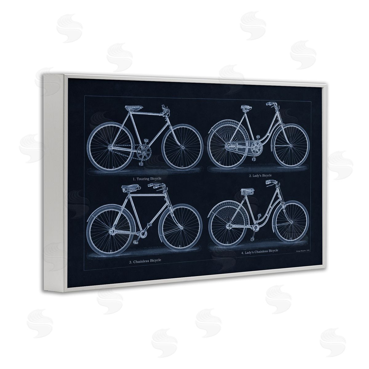 Traditional Bicycle Styles Diagram White Frame Print Wall Art, Home Decor by Phillipa Katz