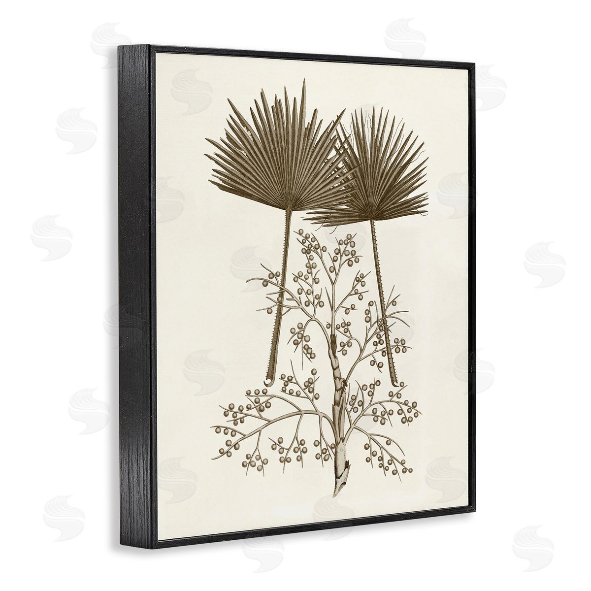 Palm Leaf & Olive Branches Black Frame Print Wall Art, Home Decor by Phillipa Katz