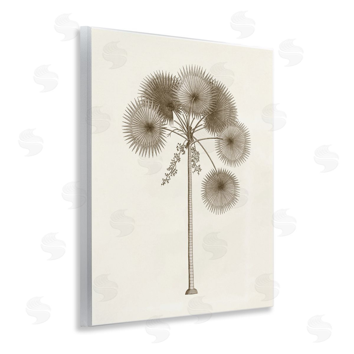 Vintage Study of Palm Tree Wood Plaque Wall Art, Home Decor by Phillipa Katz
