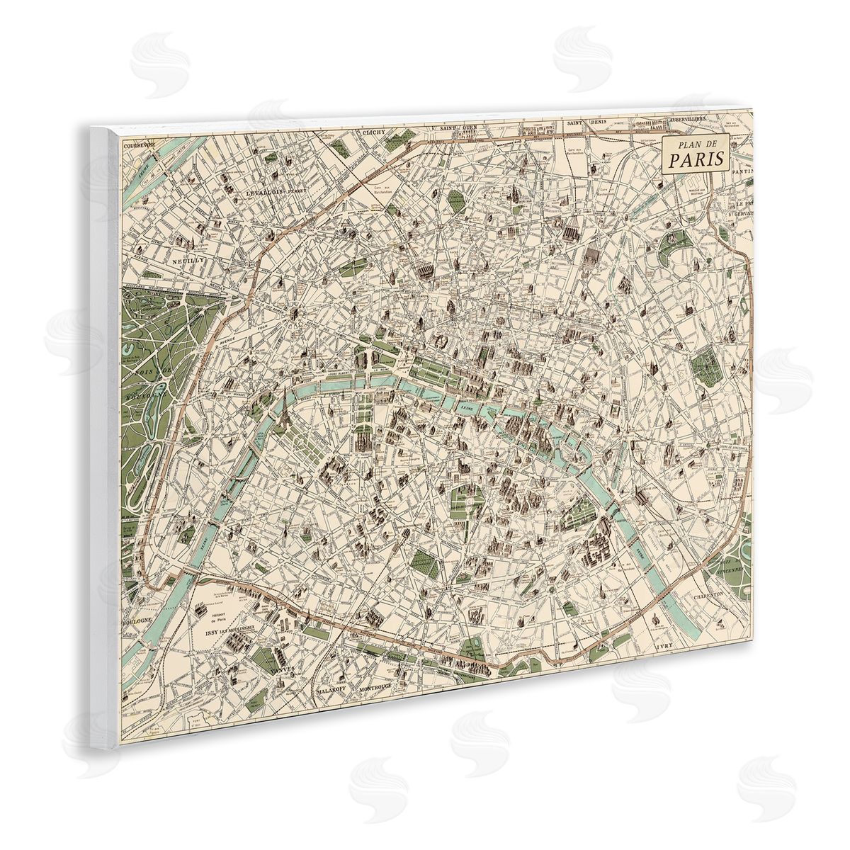 Vintage Map of Paris Wood Plaque Wall Art, Home Decor by Phillipa Katz