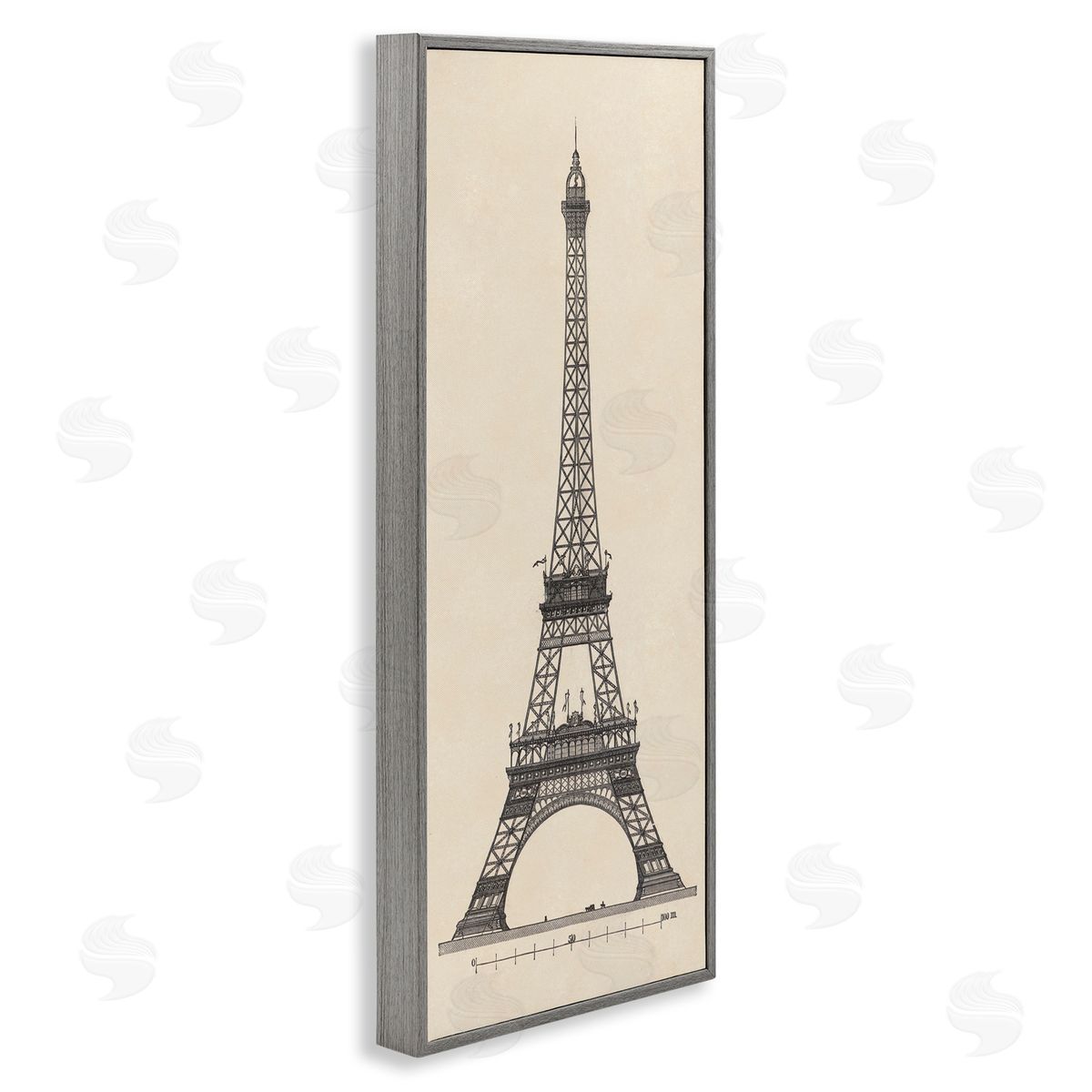 Parisian Tower Illustration Grey Frame Print Wall Art, Home Decor by Phillipa Katz