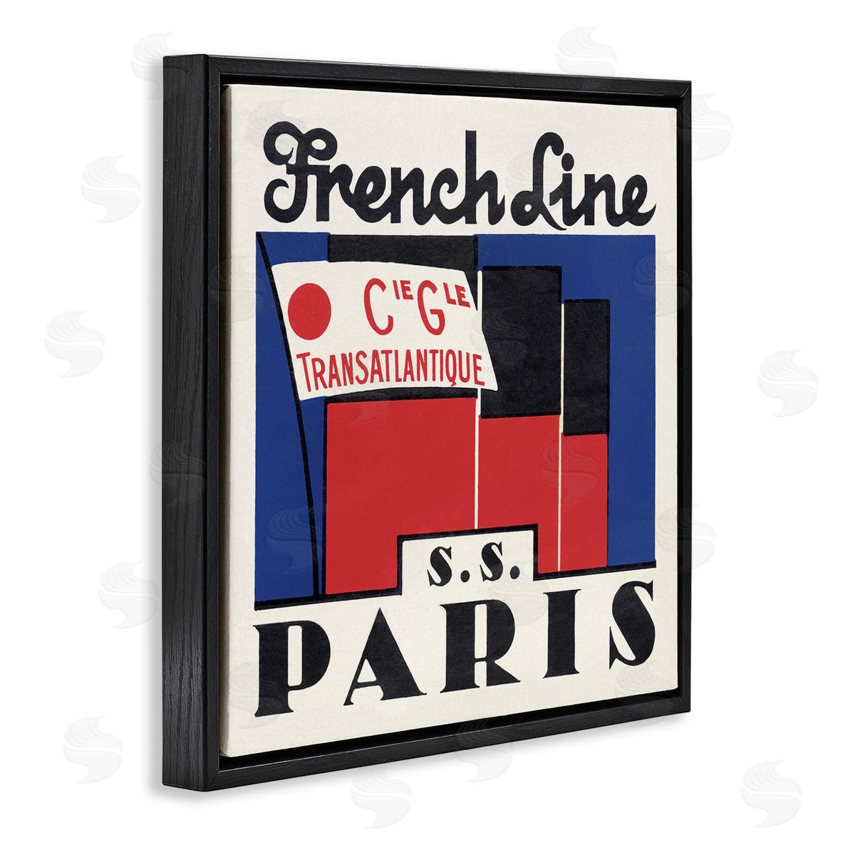 SS Paris Vintage Banner Black Floating Frame Canvas Wall Art, Home Decor by Phillipa Katz