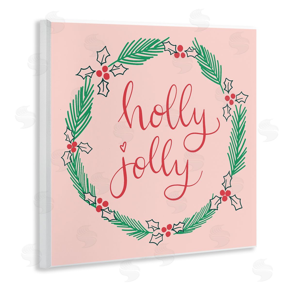 Minimal Holly Jolly Wreath Wood Plaque Wall Art, Home Decor by Sazerelli Designs