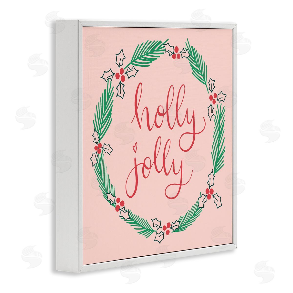Minimal Holly Jolly Wreath White Frame Print Wall Art, Home Decor by Sazerelli Designs