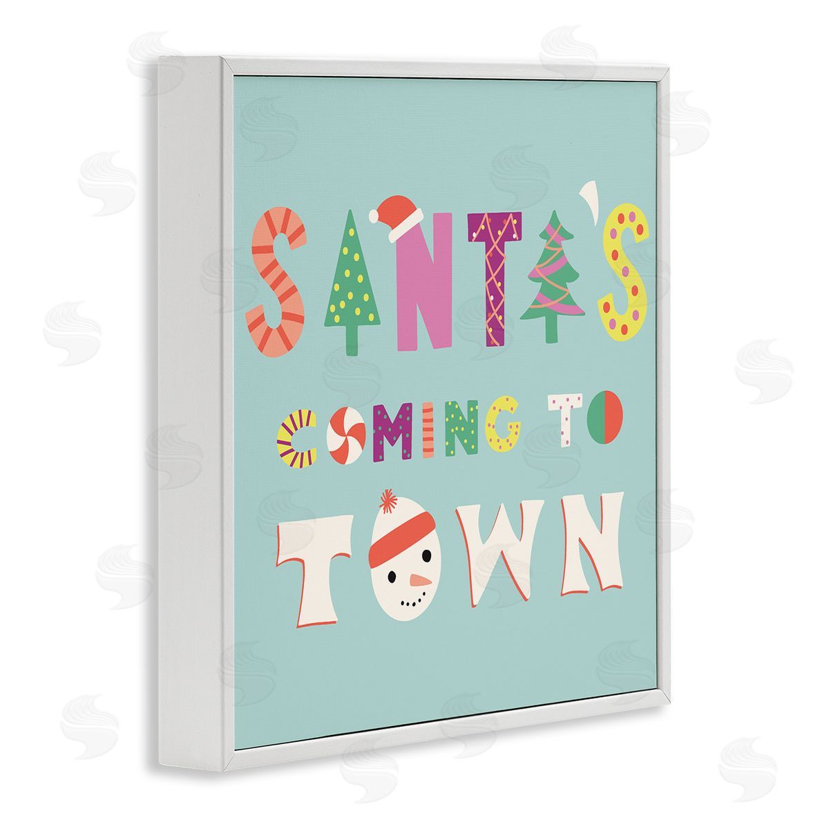 Whimsical Santa's Coming To Town White Frame Print Wall Art, Home Decor by Sazerelli Designs