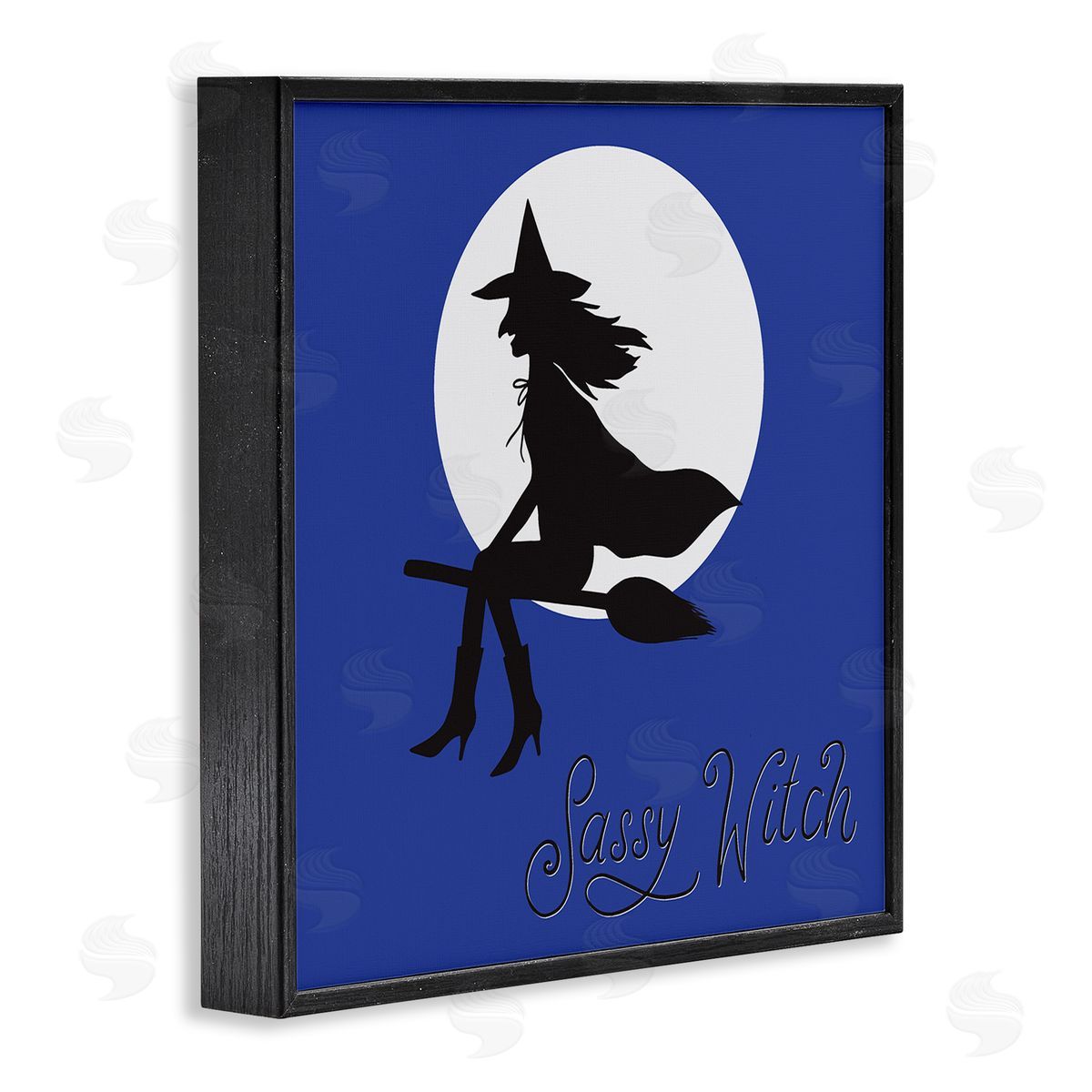 Sassy Witch & Full Moon Black Frame Print Wall Art, Home Decor by Sazerelli Designs