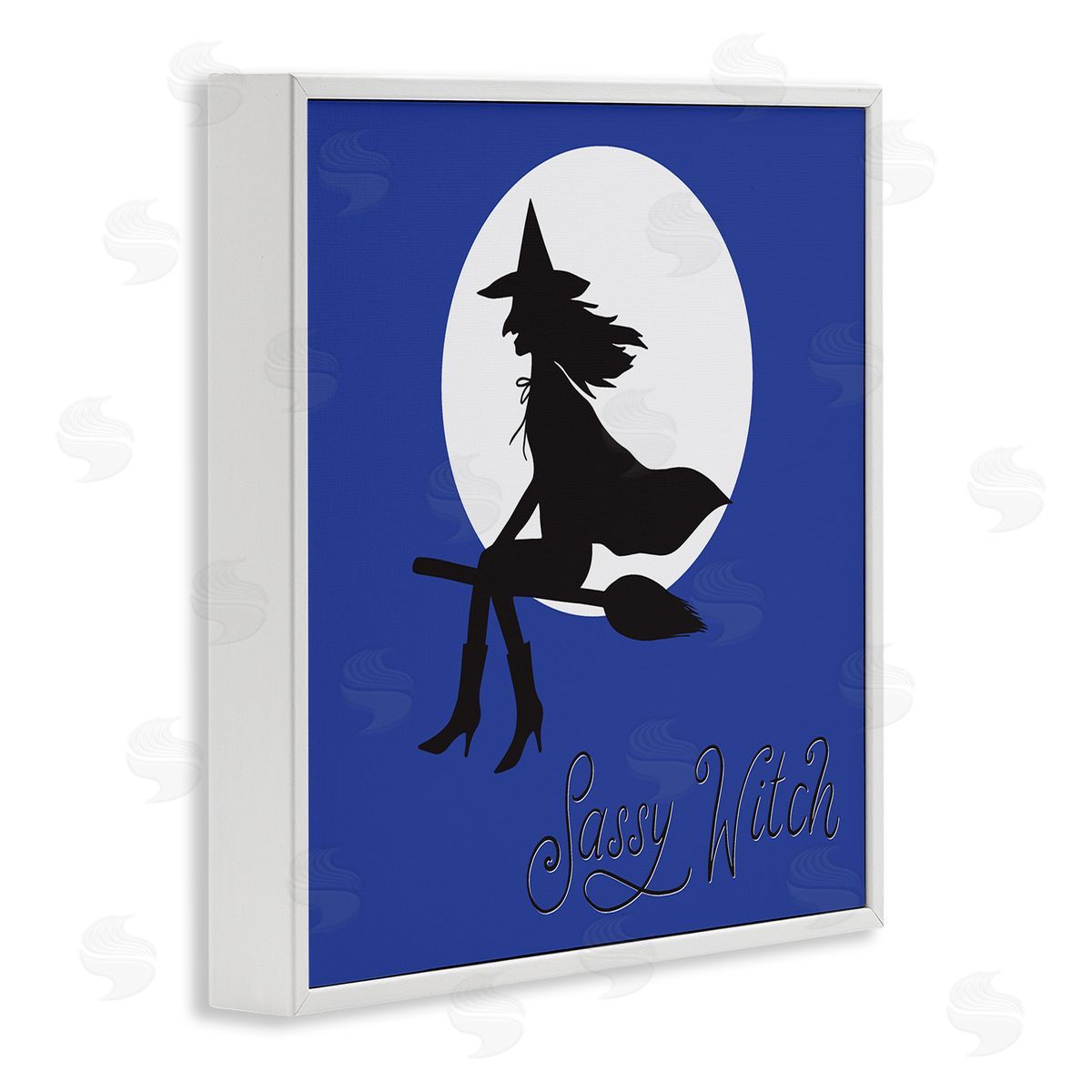 Sassy Witch & Full Moon White Frame Print Wall Art, Home Decor by Sazerelli Designs