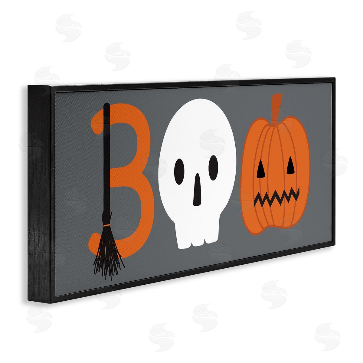 Boo Halloween Fun Typography Black Frame Print Wall Art, Home Decor by Sazerelli Designs