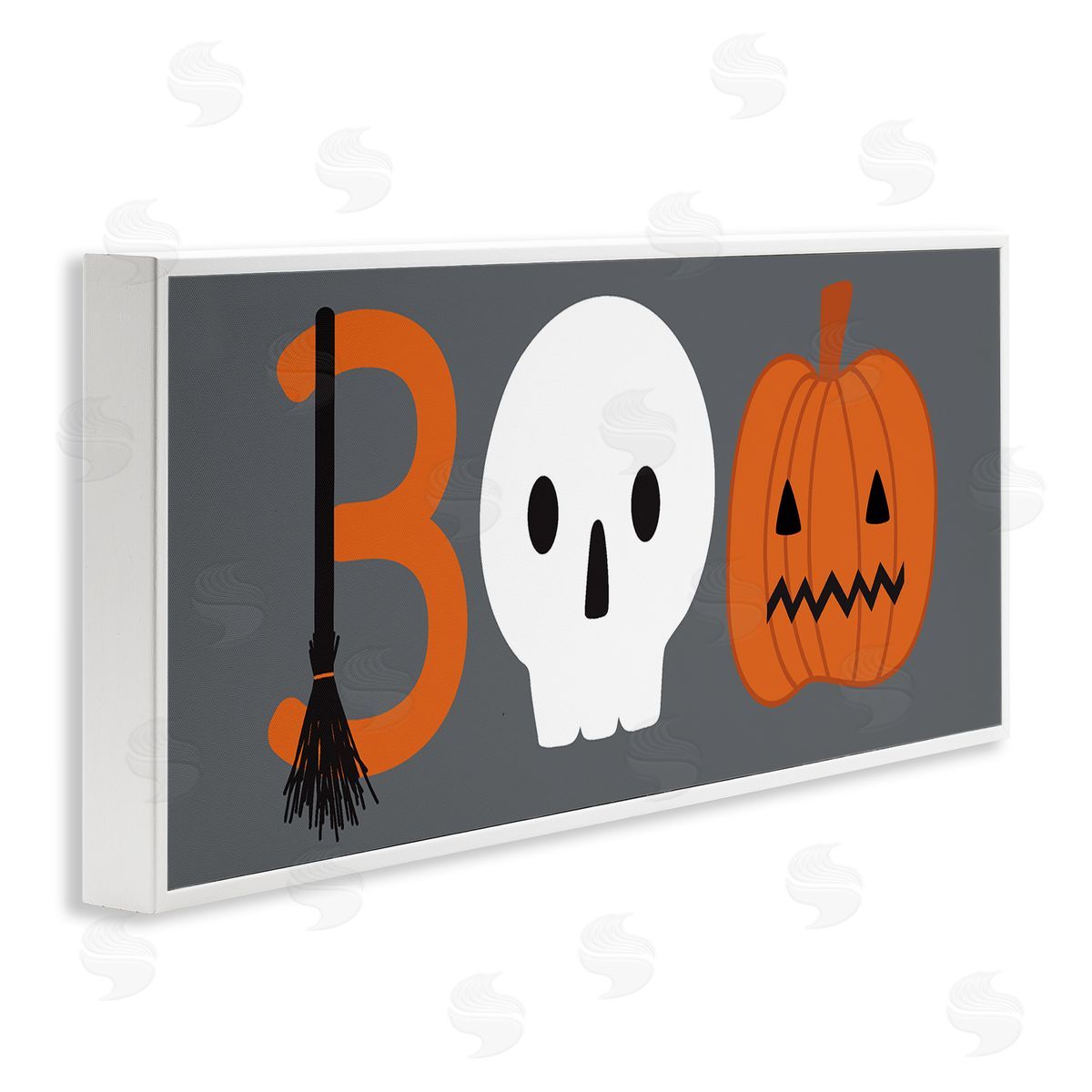 Boo Halloween Fun Typography White Frame Print Wall Art, Home Decor by Sazerelli Designs