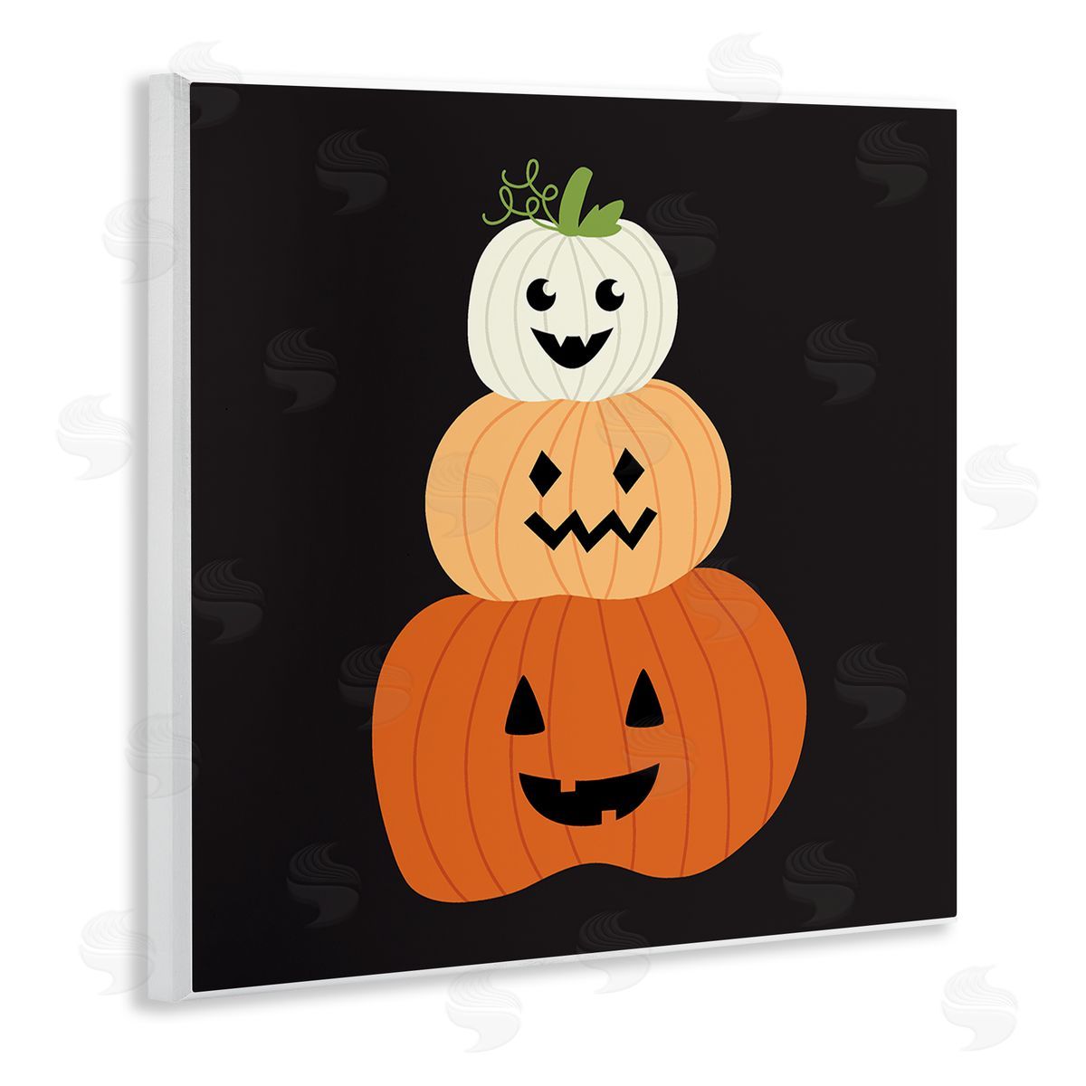 Happy Jack-o-Lanterns on Black Wood Plaque Wall Art, Home Decor by Sazerelli Designs