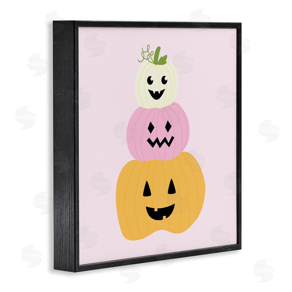 Pastel Happy Jack-o-Lanterns Black Frame Print Wall Art, Home Decor by Sazerelli Designs